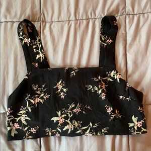 Tie Back Floral Crop Tank Top
